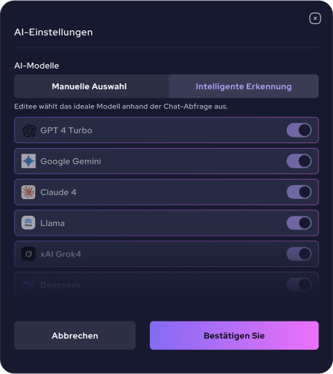Intelligente Auswahl des KI-Modells