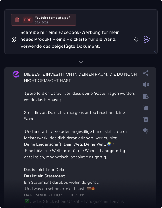Arbeit mit Dokumenten und Bildern im AI-Chat