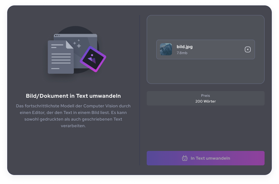 Editee AI - Computervision - Umwandlung von Bildern und Dokumenten in Text